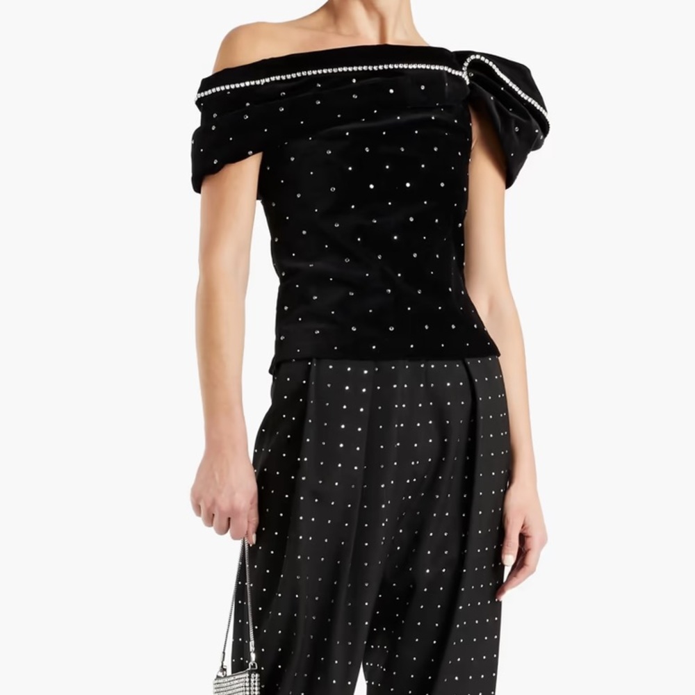 ❤️❗️90%‼️ MARANT
Off-the-shoulder embellished cotton-blend velvet top